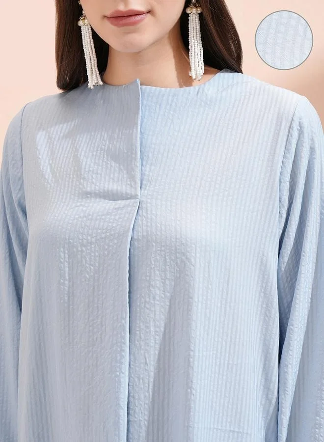 فيشود Vishudh Textured Round Neck Longline Tunic and Mid Rise Pants Co-Ords