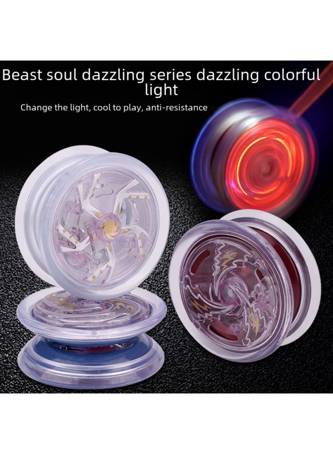 Fully Equipped Alloy Metal Luminous Diabolo Toy Fancy Spinning Diabolo Toy High Quality Durable-Color:Blue Live Sleep Glow Ball-Specifications:Send Finger Hoop Rope Hanging Ring Video - Image 4