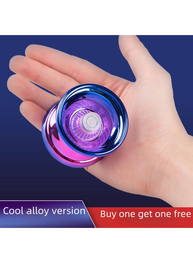 Fully Equipped Alloy Metal Luminous Diabolo Toy Fancy Spinning Diabolo Toy High Quality Durable-Color:Blue Live Sleep Glow Ball-Specifications:Send Finger Hoop Rope Hanging Ring Video - Image 3
