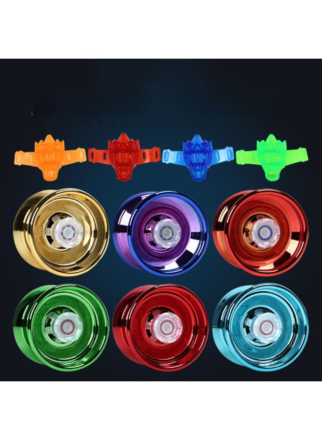 Fully Equipped Alloy Metal Luminous Diabolo Toy Fancy Spinning Diabolo Toy High Quality Durable-Color:Blue Live Sleep Glow Ball-Specifications:Send Finger Hoop Rope Hanging Ring Video - Image 2