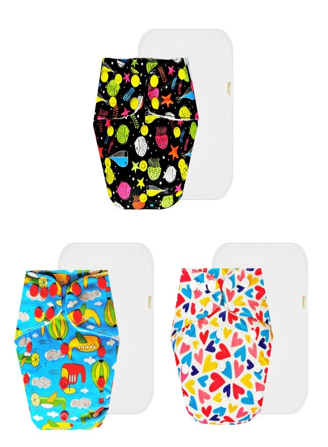 Dumbledo Premium Cloth Diaper with Cotton Insert (Pack of 3) | Soft & Gentle | 6-Layer Absorbent Pad | Travel Friendly | Worry-Free Diapering | 3 Months - 3 Years | Unisex Baby - Image 1