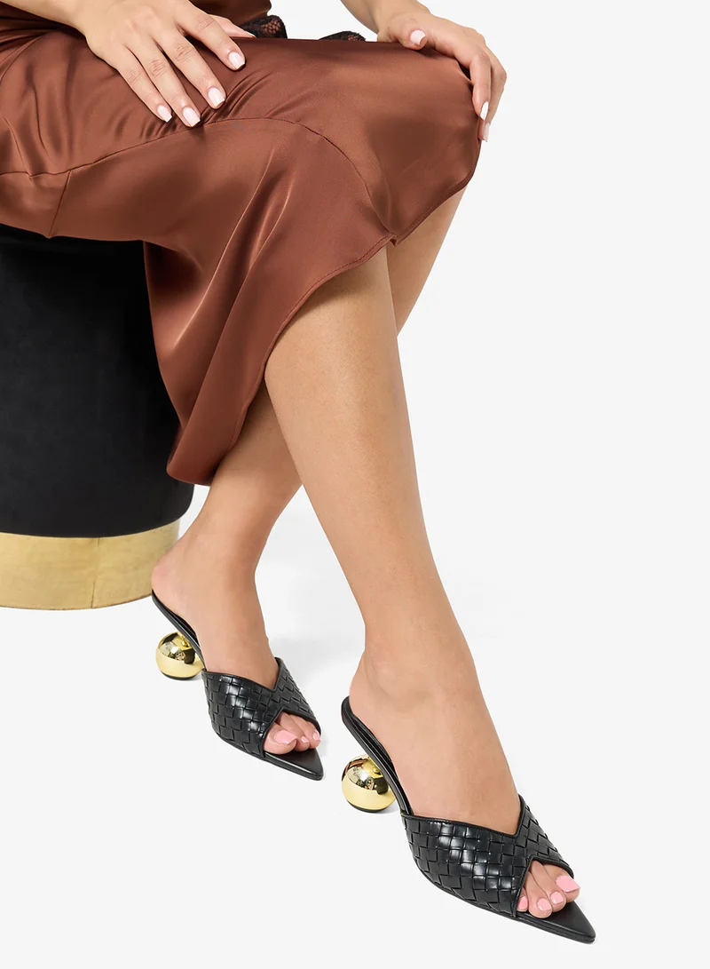 Jw Pei Black Ellie Braided Sphere Heels for Women | Best Price UAE