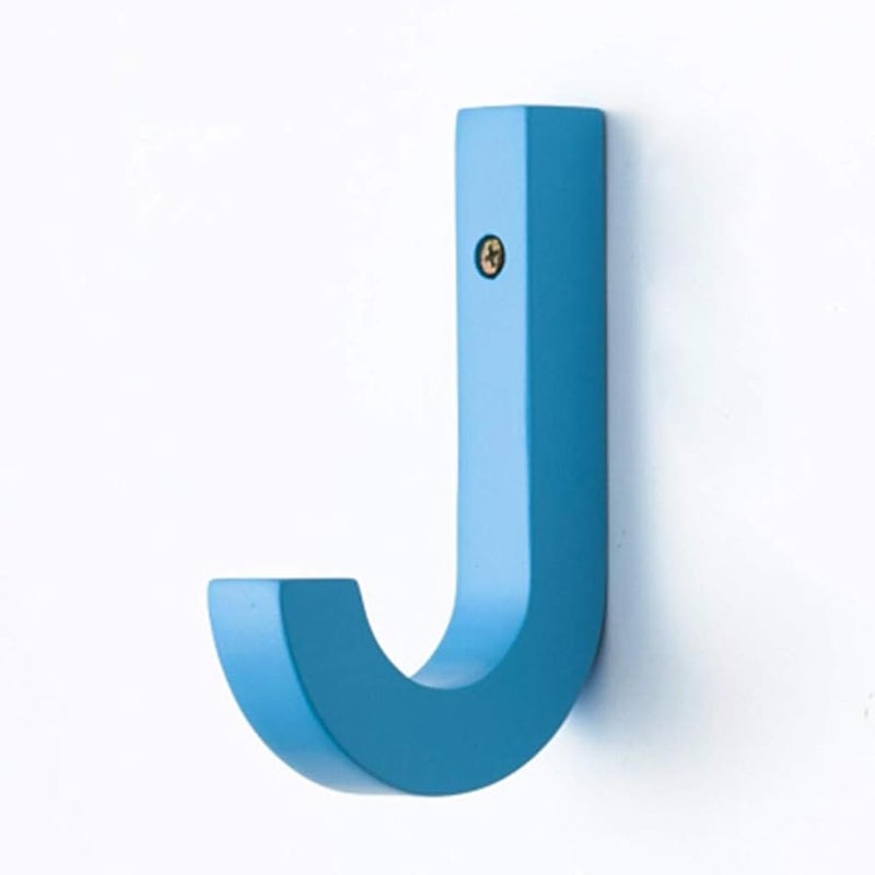 LBFEEL Unique J Shaped Wall Hook Solid Wood Coat Hook For Hanging Blue - Image 1