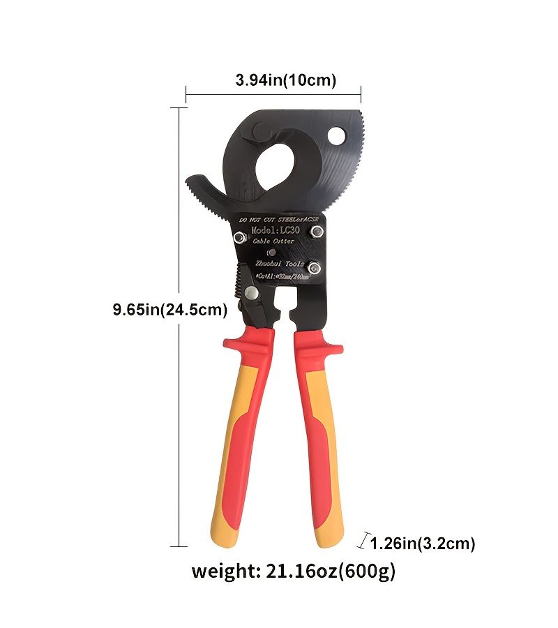 LC50 Ratchet Cable Cutter Shear Wire Pliers Electricians Manual Cutting Tool - Image 2