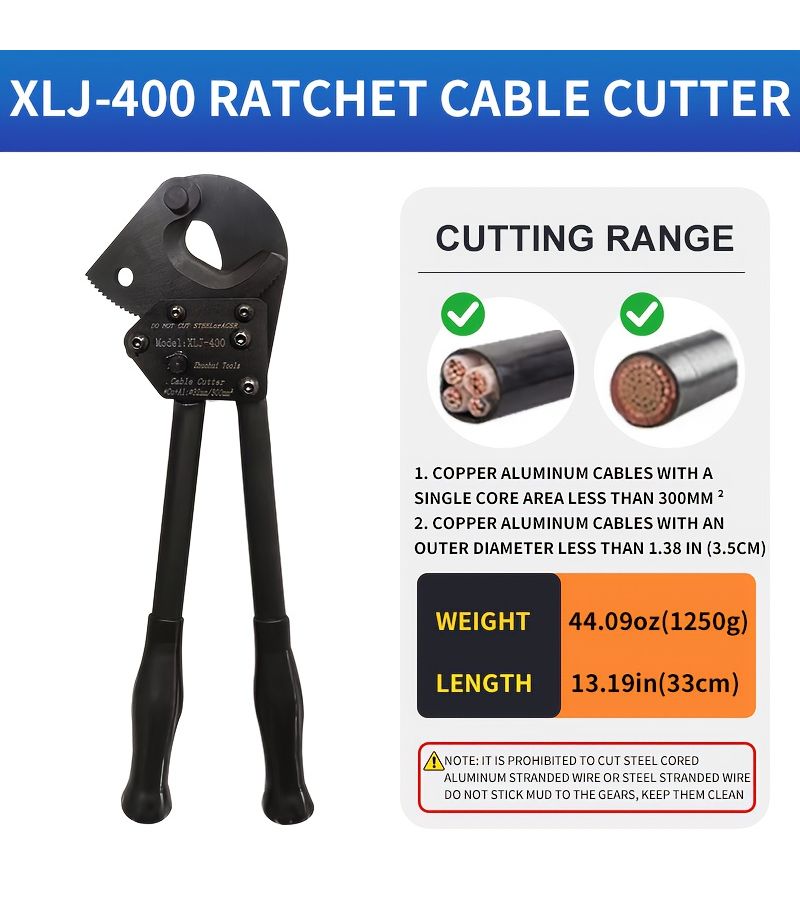 LC50 Ratchet Cable Cutter Shear Wire Pliers Electricians Manual Cutting Tool - Image 4