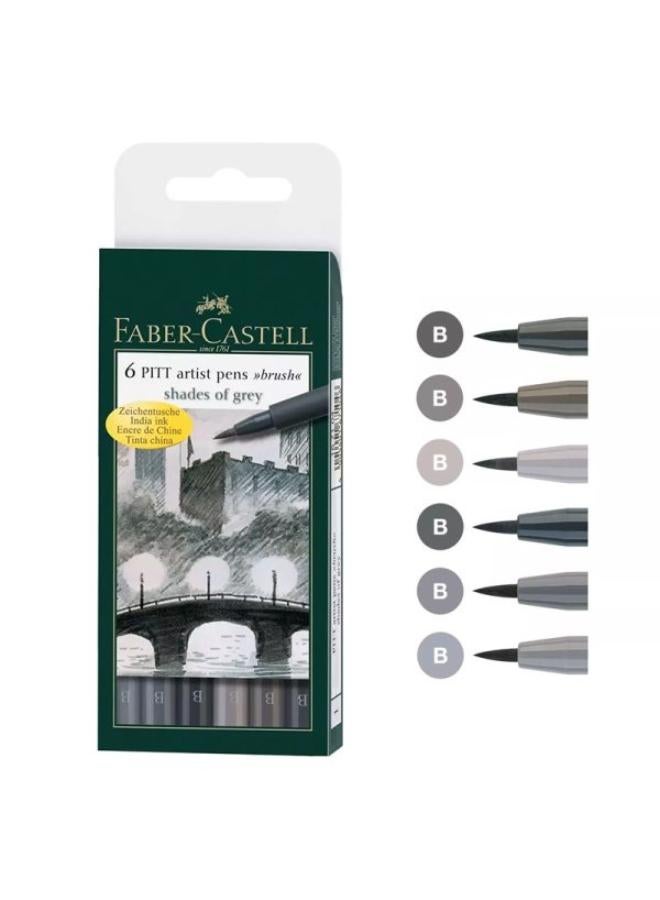 FABER-CASTELL Set Of 6 Shadrs-B Artist Fine Brush Pen  - Image 1
