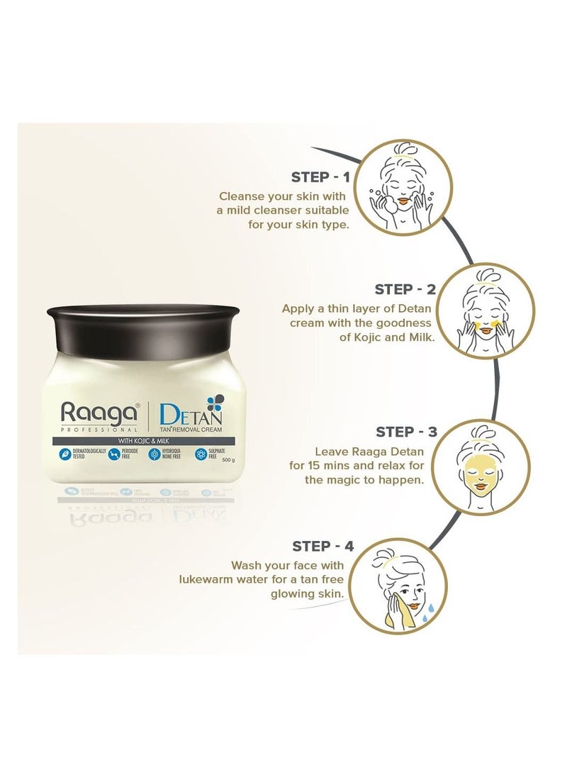 RAAGA PROFESSIONAL - Raaga Professional De Tan Tan removal Cream Kojic Milk 500 GM - Image 1
