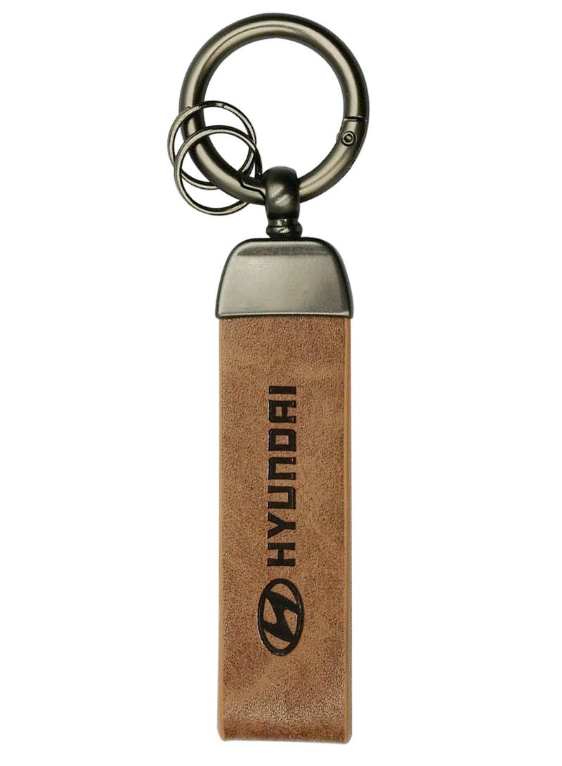 HYUNDAI Hyundai Logo Key Chain - Super Finish Metal Ring PU Leather Strap Keychain Home Keychain Car Keychain- 1Pcs  - Image 1