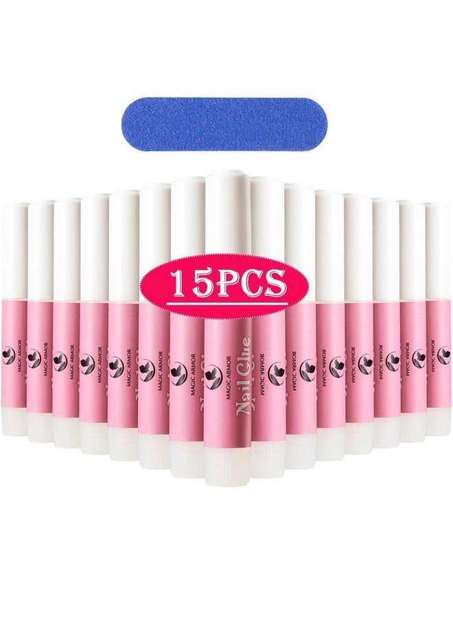 غراء الأظافر 15 قطعة غراء أظافر للأظافر الأكريليك، غراء طرف أظافر احترافي، غراء أظافر صناعية، غراء للأظافر المكسورة، لاصق سوبر بوند للضغط على الأظافر، لاصق لاصق للأظافر الزائفة، لاصق - Image 1