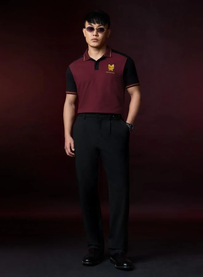 The Souled Store Iron Man Embroidered Polo T-Shirt - Burgundy