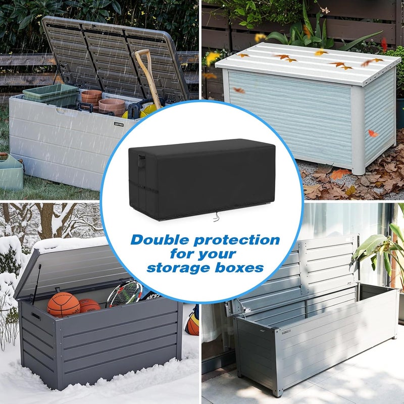Kingling Deck Box Cover, Outdoor Storage Box Cover for 260 Gallon Deck Box, Waterproof Outside Patio Storage Bench Deck Boxes Covers Black (70" L x 33" W x 33" H) - Image 5