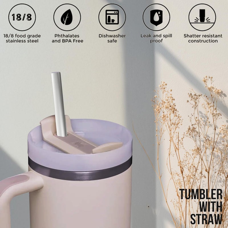 S2C 40oz Stainless Steel Tumbler with Handle & Straw – Double Wall Vacuum Insulated Travel Mug – Leak-Resistant, BPA-Free, Fits Car Cup Holder – (Alpine) - Image 3