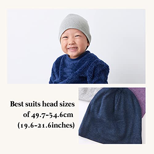 CHARM Toddler Organic Beanie Boys - Slouchy Cotton Kids Warm Knit Hat Girls Navy - Image 4