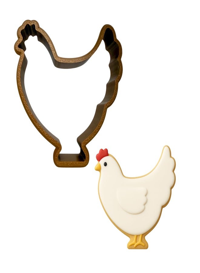 Foose Hen Rooster Chicken 3.75 Inch Cookie Cutter from CookieCutter.com – Made in the USA (3D Printed PLA Plastic) - Image 1