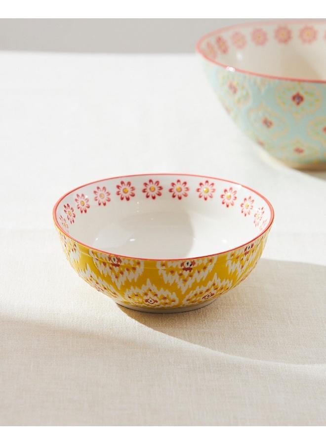 Chumbak Ikat Fusion Dessert Bowl, Yellow - Image 1