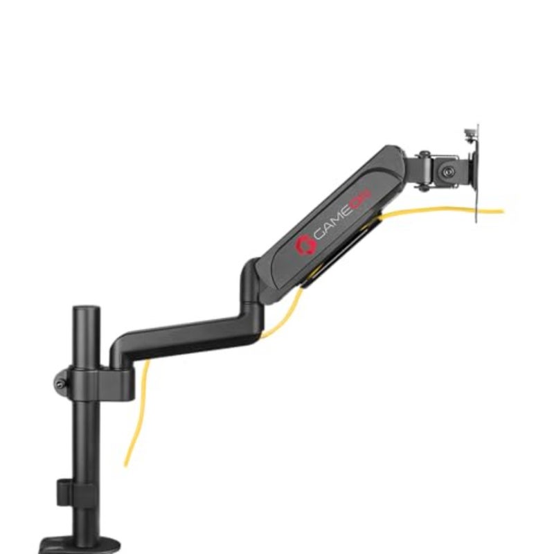 Gaming and office use pole-mounted gas spring single monitor arm in black aluminum alloy with height adjustment, supports 17-32 screens up to 9 kg, VESA compatible - Image 4