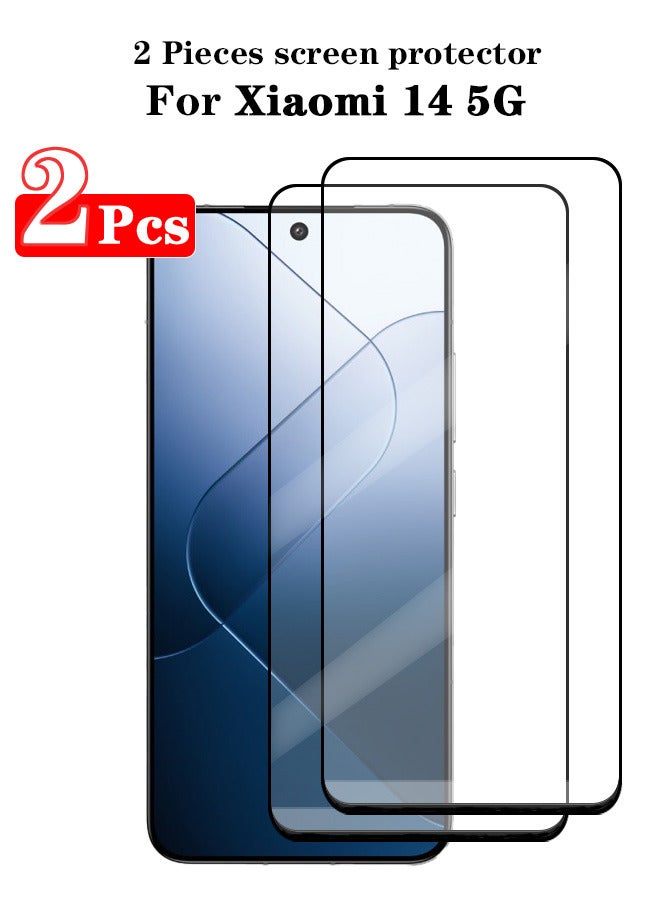 2 Pieces Full Cover Glass Screen Protector For Xiaomi 14 5G Black/Clear and Screen Protector Accessories - Image 1