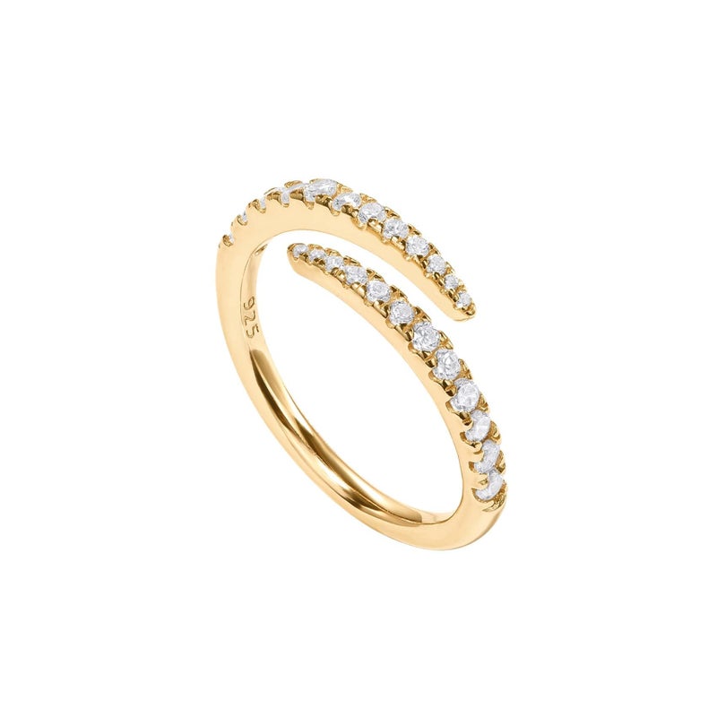 PAVOI 14K Gold Plated Cubic Zirconia Open Twist Eternity Band Yellow Gold for Women Size 8 - Image 1