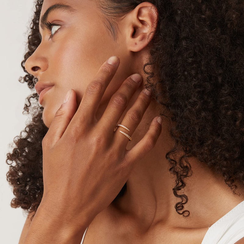 PAVOI 14K Gold Plated Cubic Zirconia Open Twist Eternity Band Yellow Gold for Women Size 8 - Image 2