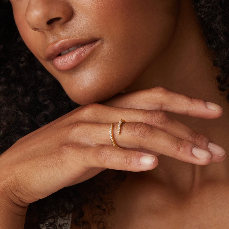 PAVOI 14K Gold Plated Cubic Zirconia Open Twist Eternity Band Yellow Gold for Women Size 8 - Image 4