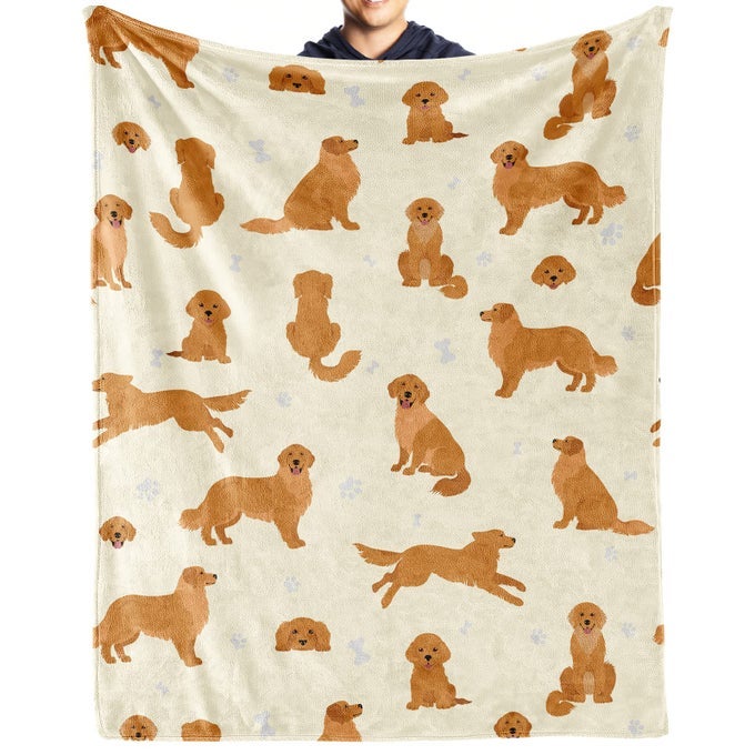 GOLDEN RETRIEVER BLANKET GIFTS DOG PATTERN FLANNEL FLEECE THROW BLANKET SOFT LIGHTWEIGHT COMFORTABLE WARM GOLDEN RETRIEVER THEMED BLANKET FOR HUMANS ADULTS KIDS
