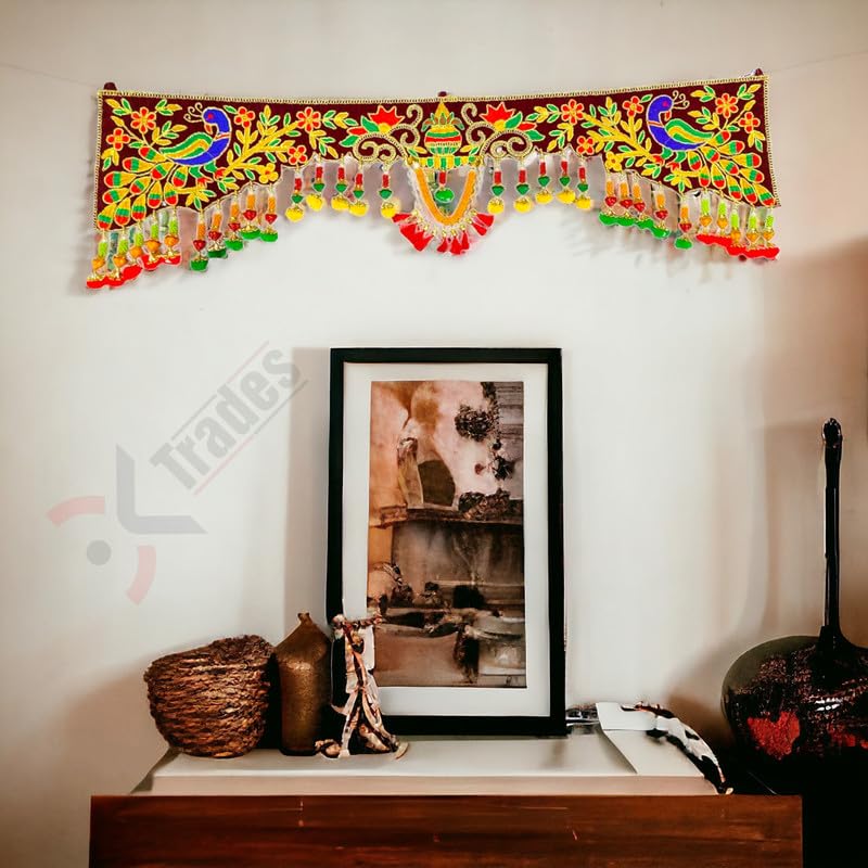 DK trades Traditional Decorations Toran For Entrance Main Door With Unique Design And Pattern Use With Woolen Threads&Soft Clothes,91 Cm,Multicolor - Image 2