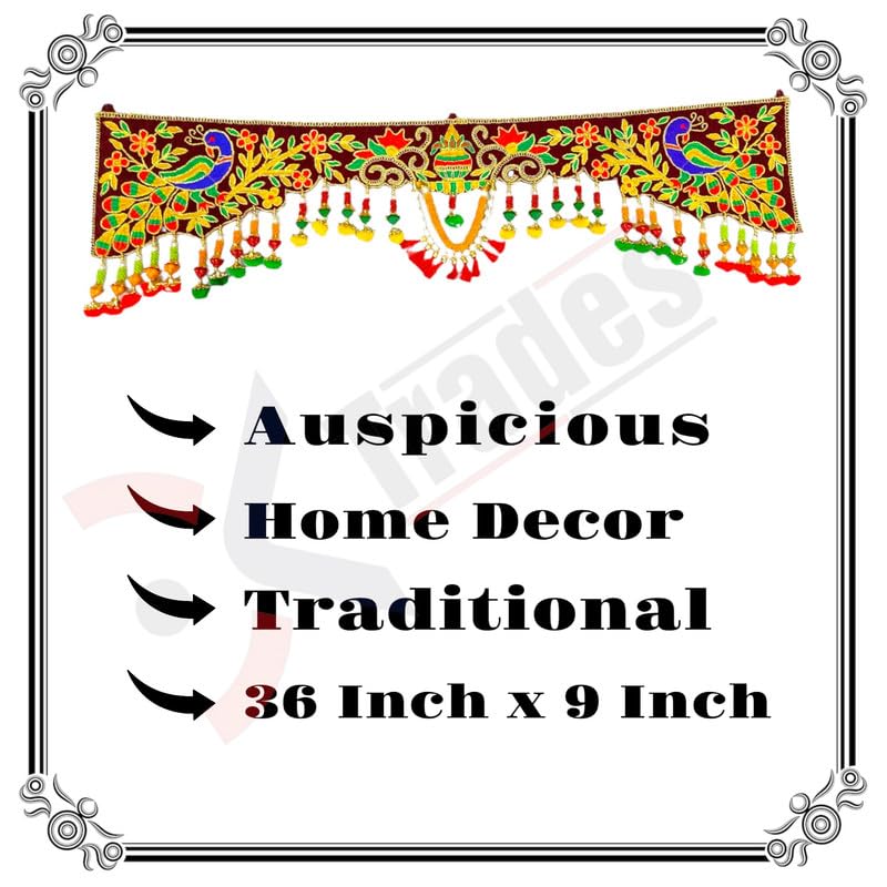 DK trades Traditional Decorations Toran For Entrance Main Door With Unique Design And Pattern Use With Woolen Threads&Soft Clothes,91 Cm,Multicolor - Image 4