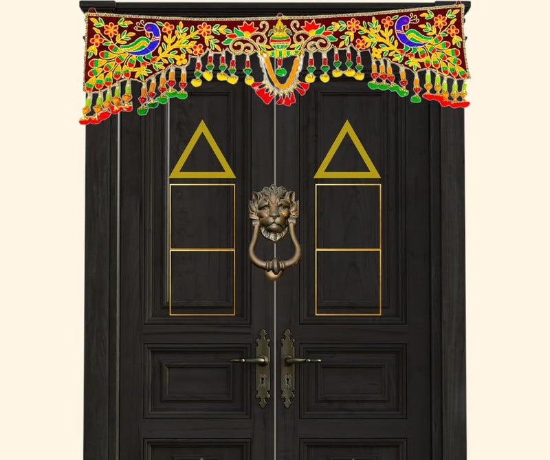 DK trades Traditional Decorations Toran For Entrance Main Door With Unique Design And Pattern Use With Woolen Threads&Soft Clothes,91 Cm,Multicolor - Image 1