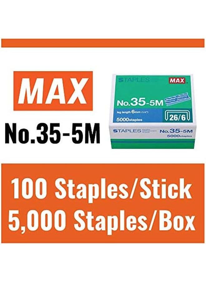 Max 35 5M Standard Staples For Usa Leg Length 6Mm 1 4" 100 Staples Per Stick For Use With Hd 50 Hd 50R Hd 50F And Other Standard Staplers 0.25" Leg Length 0.5" Crown Width 5000 Count  - Image 4