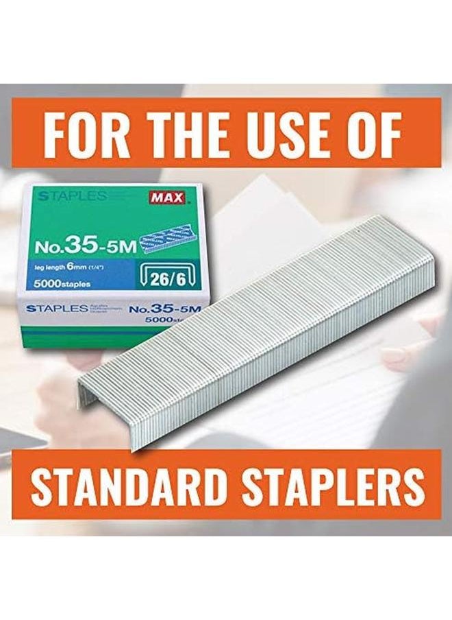 Max 35 5M Standard Staples For Usa Leg Length 6Mm 1 4" 100 Staples Per Stick For Use With Hd 50 Hd 50R Hd 50F And Other Standard Staplers 0.25" Leg Length 0.5" Crown Width 5000 Count  - Image 2