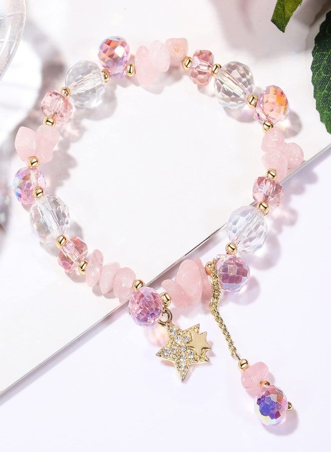 Ipotkitt 100 Pcs AB Color Glass Beads Pink Faceted Beads Mixed Shape Crystal Heart Butterfly Spacer Beads for Bracelets Necklace Crafts Jewelry Making - Image 5