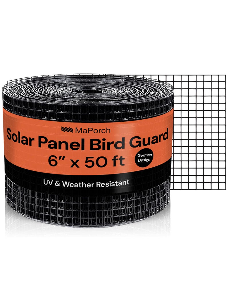 MaPorch Squirrel Netting Metal PVC Coated Galvanized Steel Mesh 6 in x 50 ft Black Under Fence Barrier Mesh Squirrel Wire Guard Bird Netting Solar Panel Protection Garden Fencing