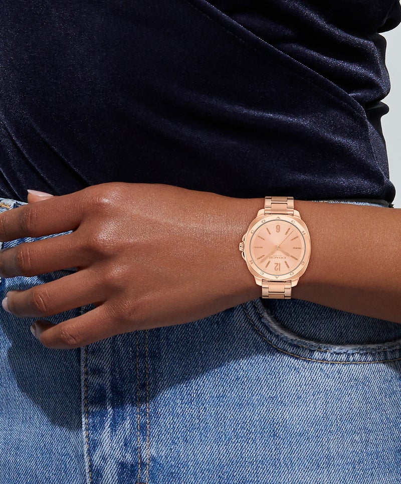 COACH ساعة تونو أنالوج للنساء بحالة من الفولاذ المقاوم للصدأ مطلية بالذهب الوردي الأيوني - Image 4