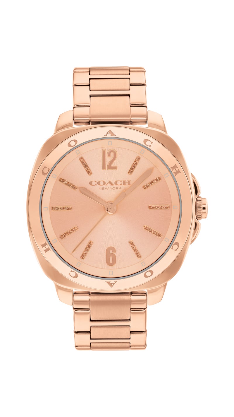 COACH ساعة تونو أنالوج للنساء بحالة من الفولاذ المقاوم للصدأ مطلية بالذهب الوردي الأيوني - Image 3