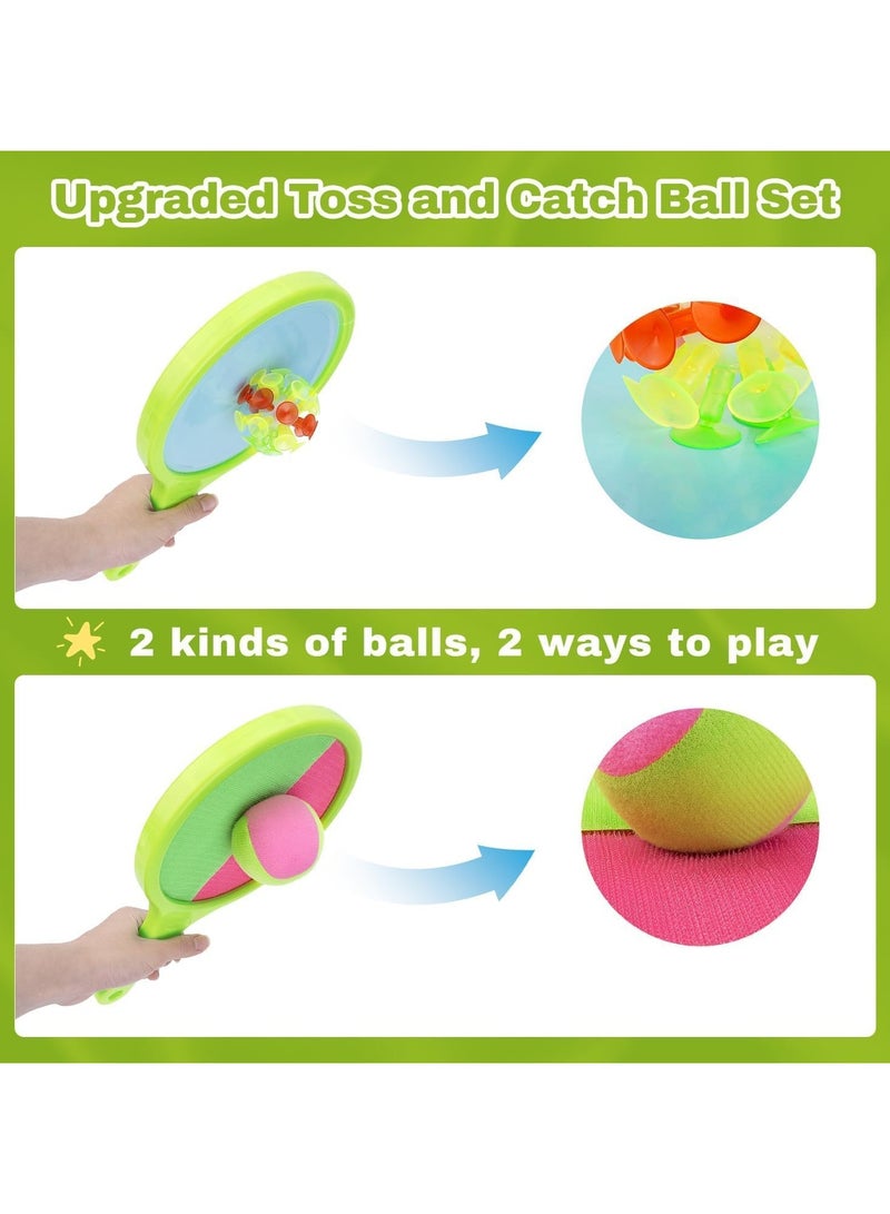 DIOTTI Velcro Ball and Catch Game, Kids Toss and Catch Ball Set, Outdoor Catching Ball Paddle Toys for Ages 4-8, Beach Paddle Ball Sets for Yard and Outside Activities Summer(Style 1) - Image 2