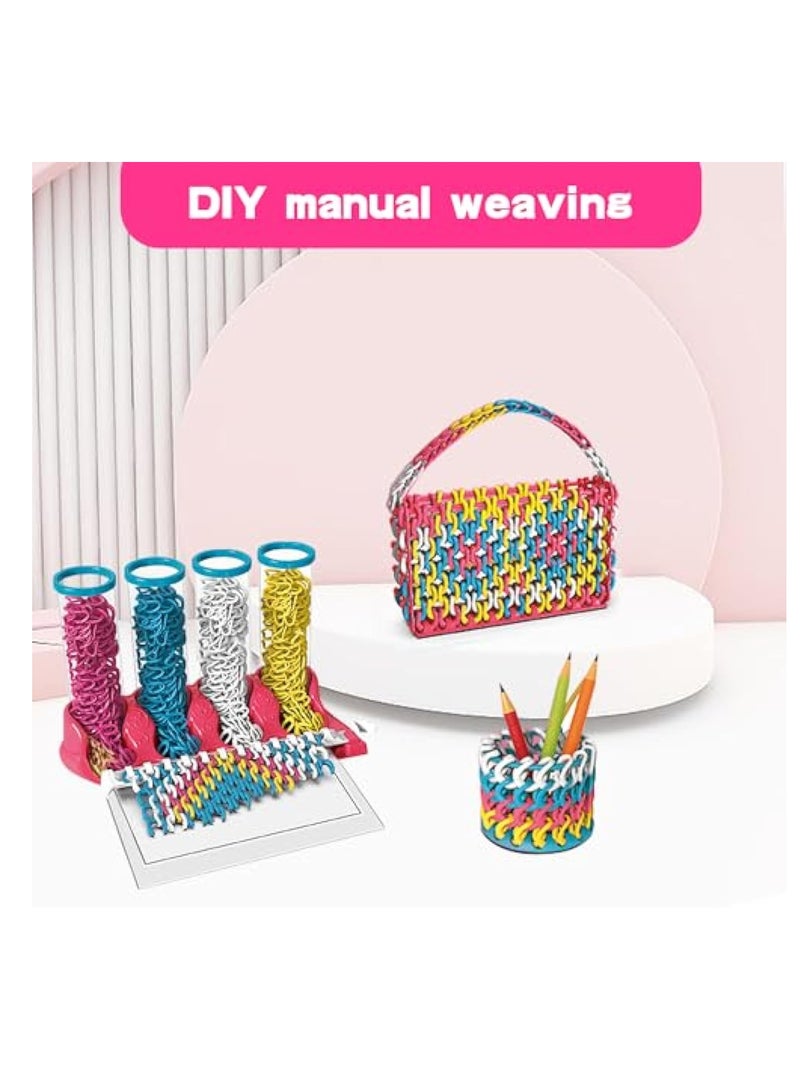 SOLARAE DIY Handmade Knitting kit for Kids, Knitting Kit for Beginner, can Make All Kinds of Items, Dresser Box, Bracelets, Necklaces, Handbags, etc Gifts for Girls Boys 3-7 Years Old - Image 2