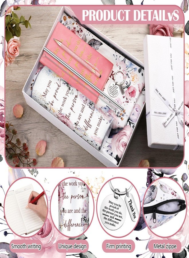 Wiwiqing 6 Pcs Christmas Appreciation Gift Set for Coworker Female Women Thank You May You Be Proud Ink Flower Gifts for Employee Staff Teacher Volunteer Administrative Professional(Chic Style) - Image 5