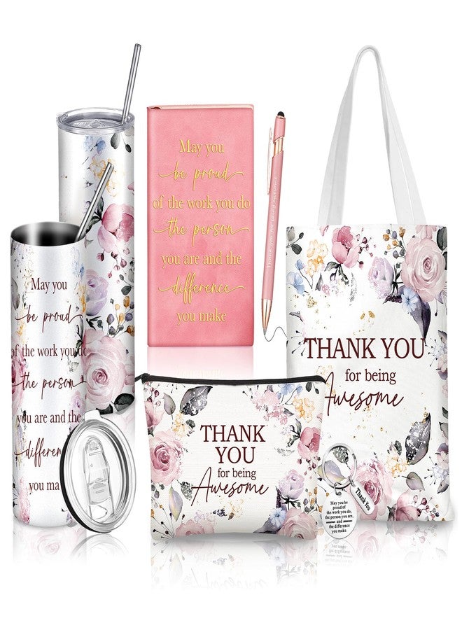 Wiwiqing 6 Pcs Christmas Appreciation Gift Set for Coworker Female Women Thank You May You Be Proud Ink Flower Gifts for Employee Staff Teacher Volunteer Administrative Professional(Chic Style) - Image 1