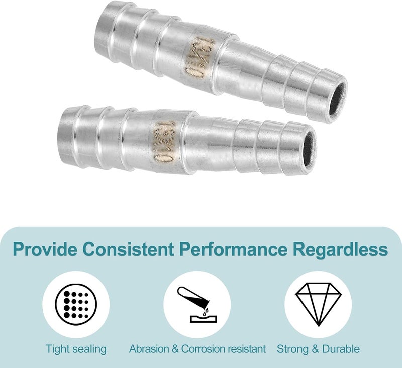 QUARKZMAN 2 pieces diameter 13 x 10 mm hose nozzle reducer pipe fitting, 304 stainless steel hose pipe fitting for vacuum systems, industrial pipe connections, silver - Image 4
