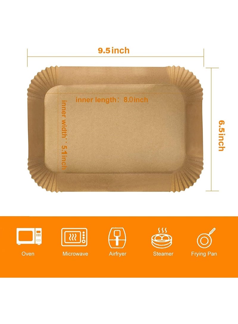 Forest Home 100 PCS Air Fryer Paper Liners Brown Disposable Paper Trays for Air Fryer Water proof Accessories Baking Paper Baking Oil-Proof Air fryer Parchment Paper Liner Air Fryer Liners Rectangle (22cm x 14cm) - Image 3