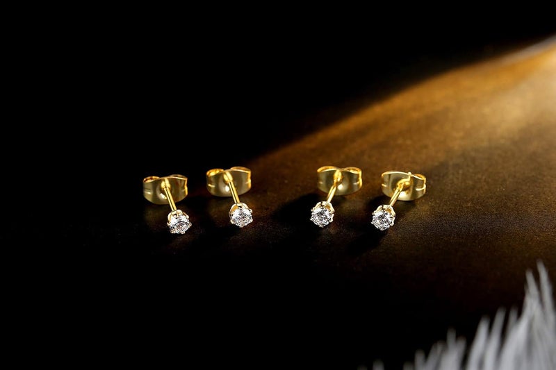 FOSIR 10 Pairs Tiny Womens Surgical Stainless Steel Clear Cubic Zirconia Stud Earrings, Hypoallergenic 316L Earrings Set - Image 4