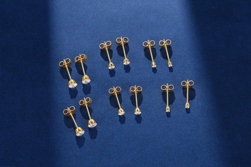 FOSIR 10 Pairs Tiny Womens Surgical Stainless Steel Clear Cubic Zirconia Stud Earrings, Hypoallergenic 316L Earrings Set - Image 3
