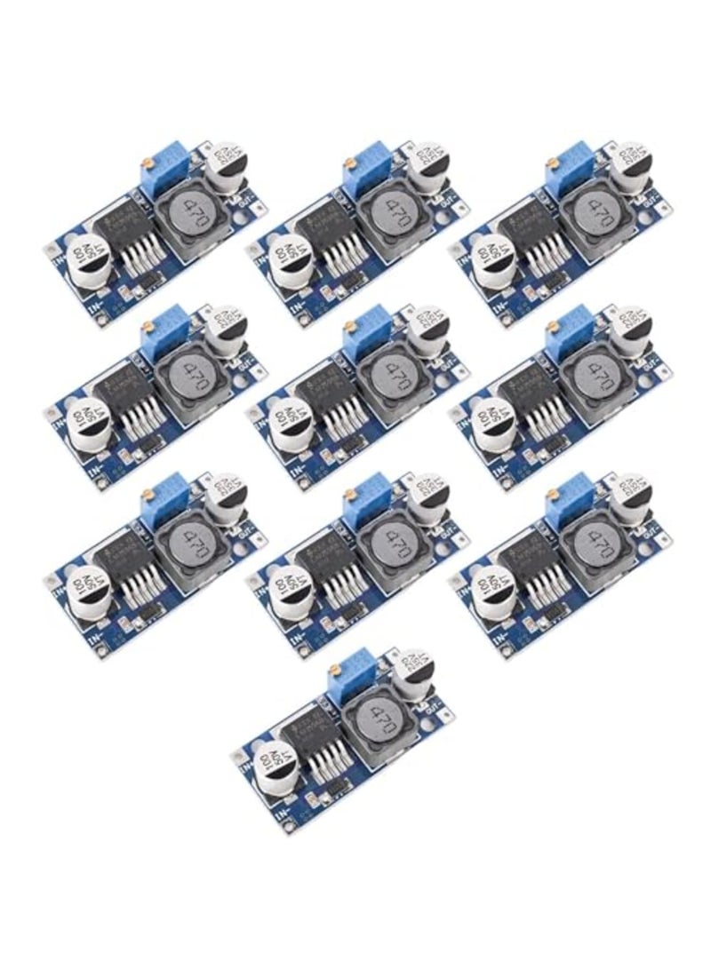 Luckam 10 عبوة من منظم الجهد القابل للتعديل LM2596، وحدة محول DC-DC من نوع Step Down، مدخل واسع 3-40V، خرج 1.5-35V، كفاءة عالية 92%، حماية حرارية، للاستخدام في الإلكترونيات DIY وبنوك الطاقة - Image 1