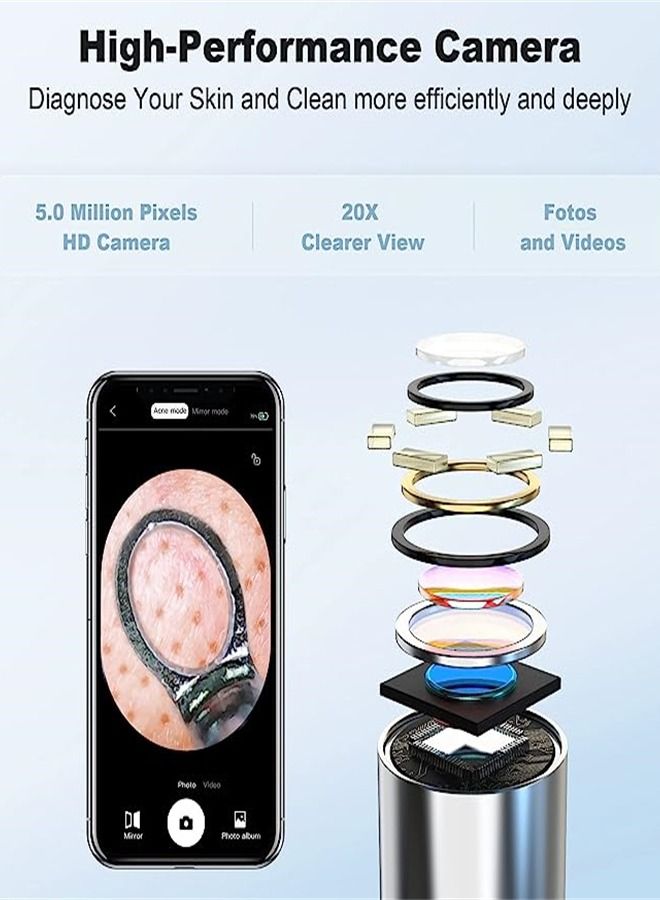 إزالة الرؤوس السوداء، يمكن توصيلها بالهاتف لاستخدام مكبر، لأداة تنظيف عميق وتقشير للبشرة، مزودة بأدوات علاج حب الشباب - Image 2