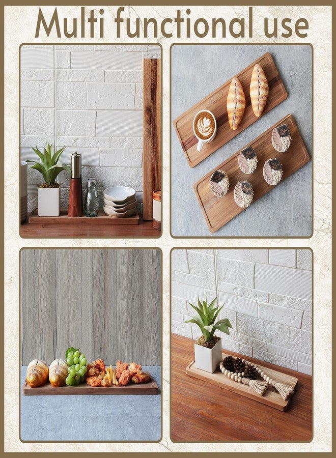 WILDMOS 16.5-inch Acacia Wood Serving Platters Tray,Rectangle Wooden Platter with Raised Edge for Home Kitchen Decor, Food, Cheese, Fruit,Charcuterie, Appetizer Serving Tray. (1, 16.5-inch) - Image 4