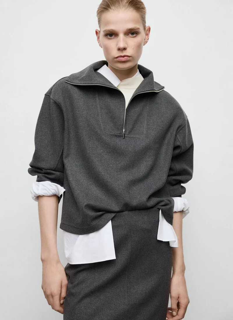 MANGO Turtleneck sweatshirt with zip