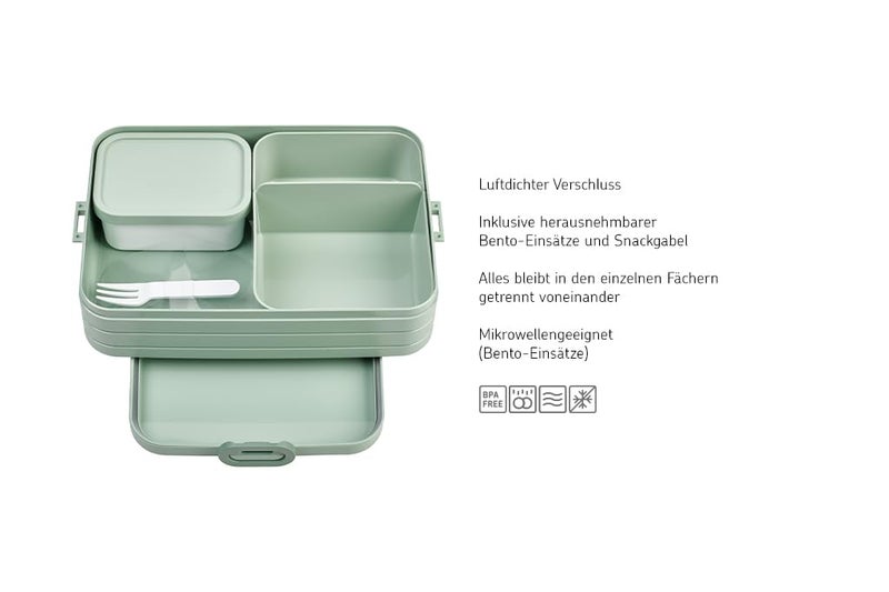 Mepal Bento Box Large - Lunch Box with Bento Box - for 4 Sandwiches or 8 Slices of Bread - Lunch Box for Sandwiches, Small Snacks & Left Overs - Lunch Box Adults - Nordic sage - Image 3