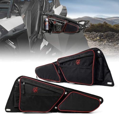 Xprite UTV Front Side Door Storage Bags with Knee Pad Compatible with Door Panels for 20142020 Polaris RZR XP Turbo Turbo S 1000 S900 Black Red - Image 1