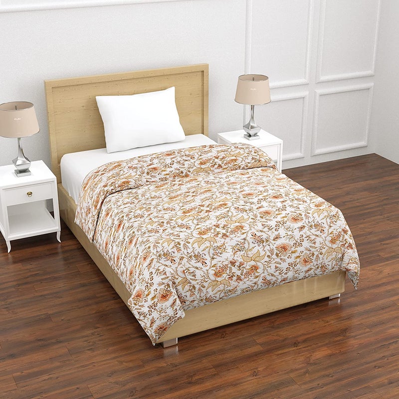 SIBLEY SIBLEY 300 TC Microfiber Single Bed Gold Print Heritage Jaipuri Razai Jaipuri Rajai Ac Quilt for Winter Soft Light Weight Rajasthani Traditional Cotton Comforter 55 x 85 inch  - Image 3