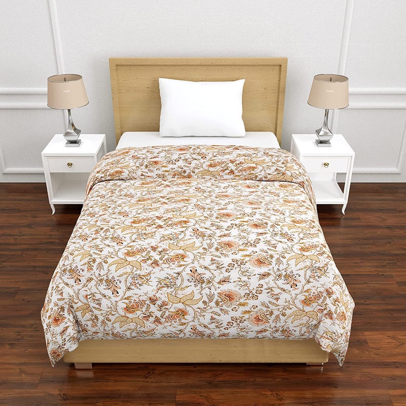 SIBLEY SIBLEY 300 TC Microfiber Single Bed Gold Print Heritage Jaipuri Razai Jaipuri Rajai Ac Quilt for Winter Soft Light Weight Rajasthani Traditional Cotton Comforter 55 x 85 inch  - Image 1